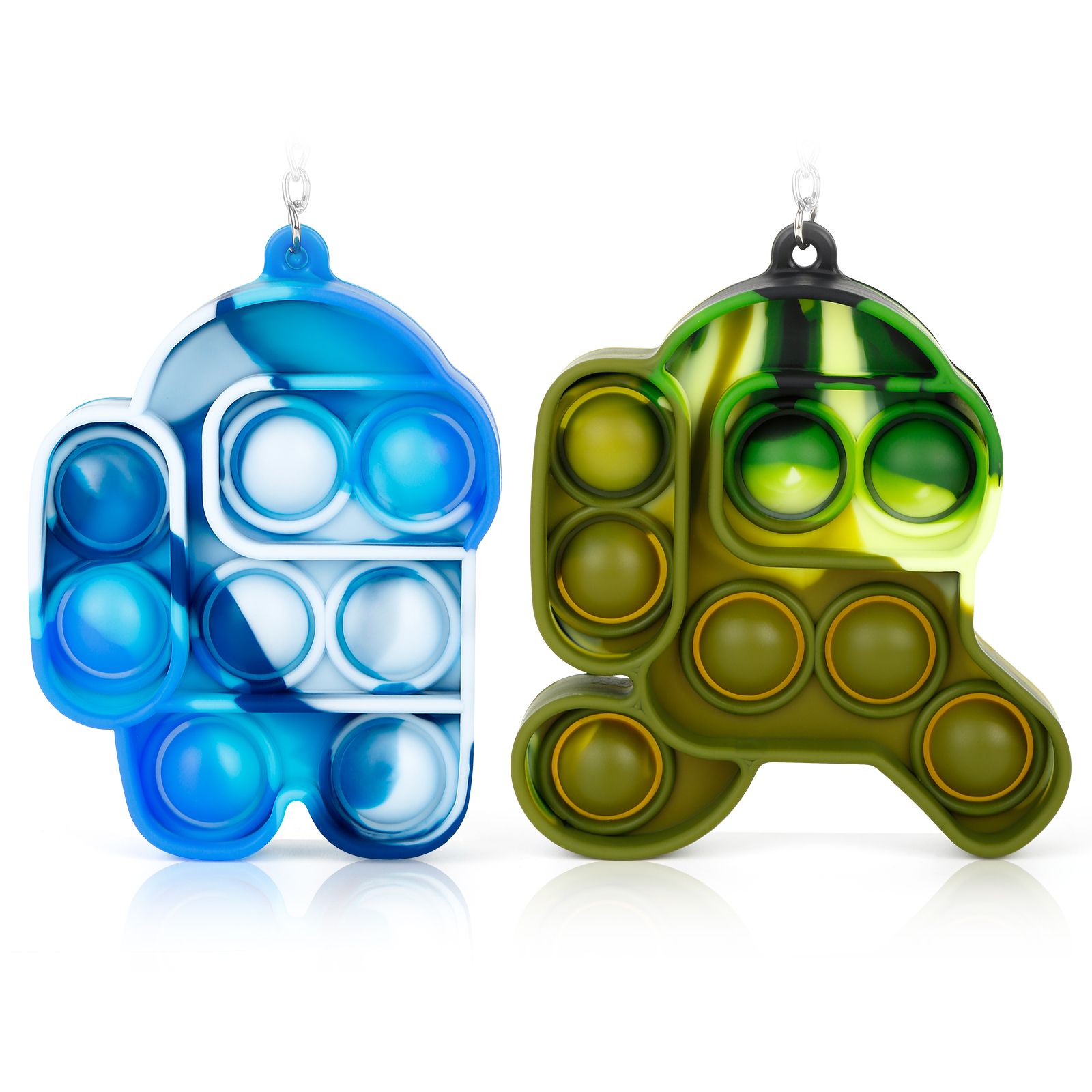 ITechjoy Pop on It Fidget Toys, Mini Among in Us Push Pop Bubble Simple Dimple fidget popper, Tie-dye Stress Relieve Keychain Squeeze Sensory Fidget Toy for Adults and Kids Autism Family School Office - Image 8