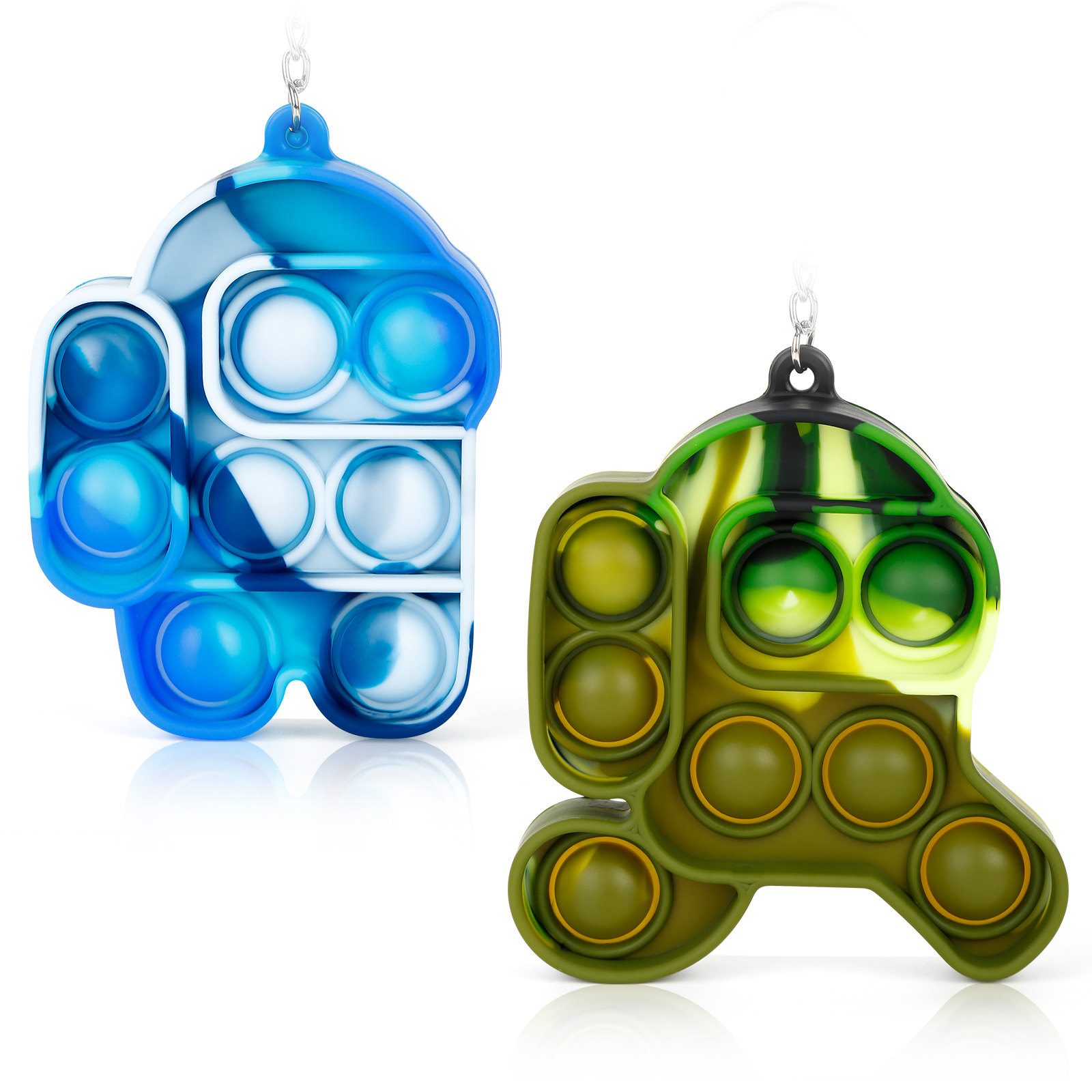 ITechjoy Pop on It Fidget Toys, Mini Among in Us Push Pop Bubble Simple Dimple fidget popper, Tie-dye Stress Relieve Keychain Squeeze Sensory Fidget Toy for Adults and Kids Autism Family School Office - Image 9