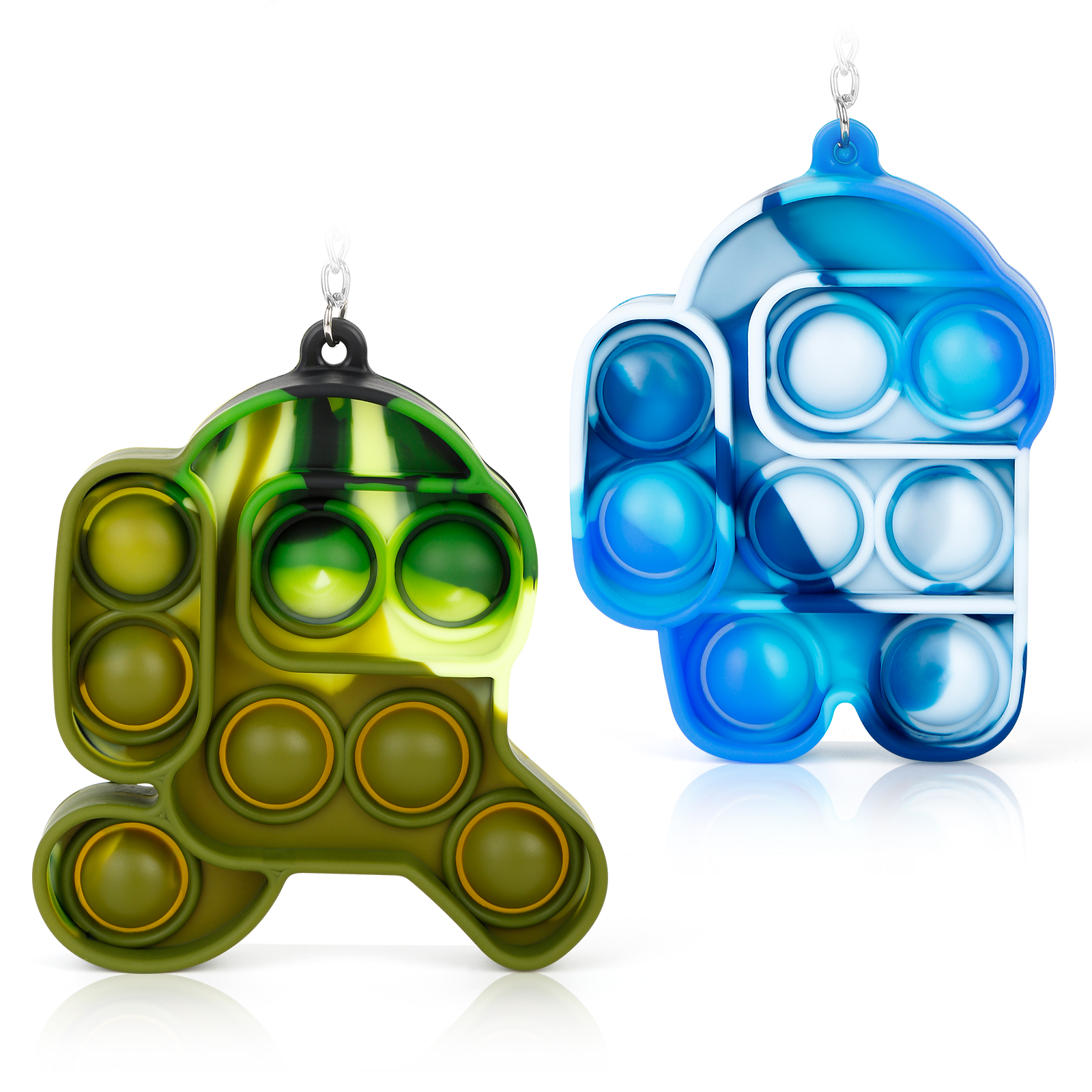 ITechjoy Pop on It Fidget Toys, Mini Among in Us Push Pop Bubble Simple Dimple fidget popper, Tie-dye Stress Relieve Keychain Squeeze Sensory Fidget Toy for Adults and Kids Autism Family School Office - Image 10