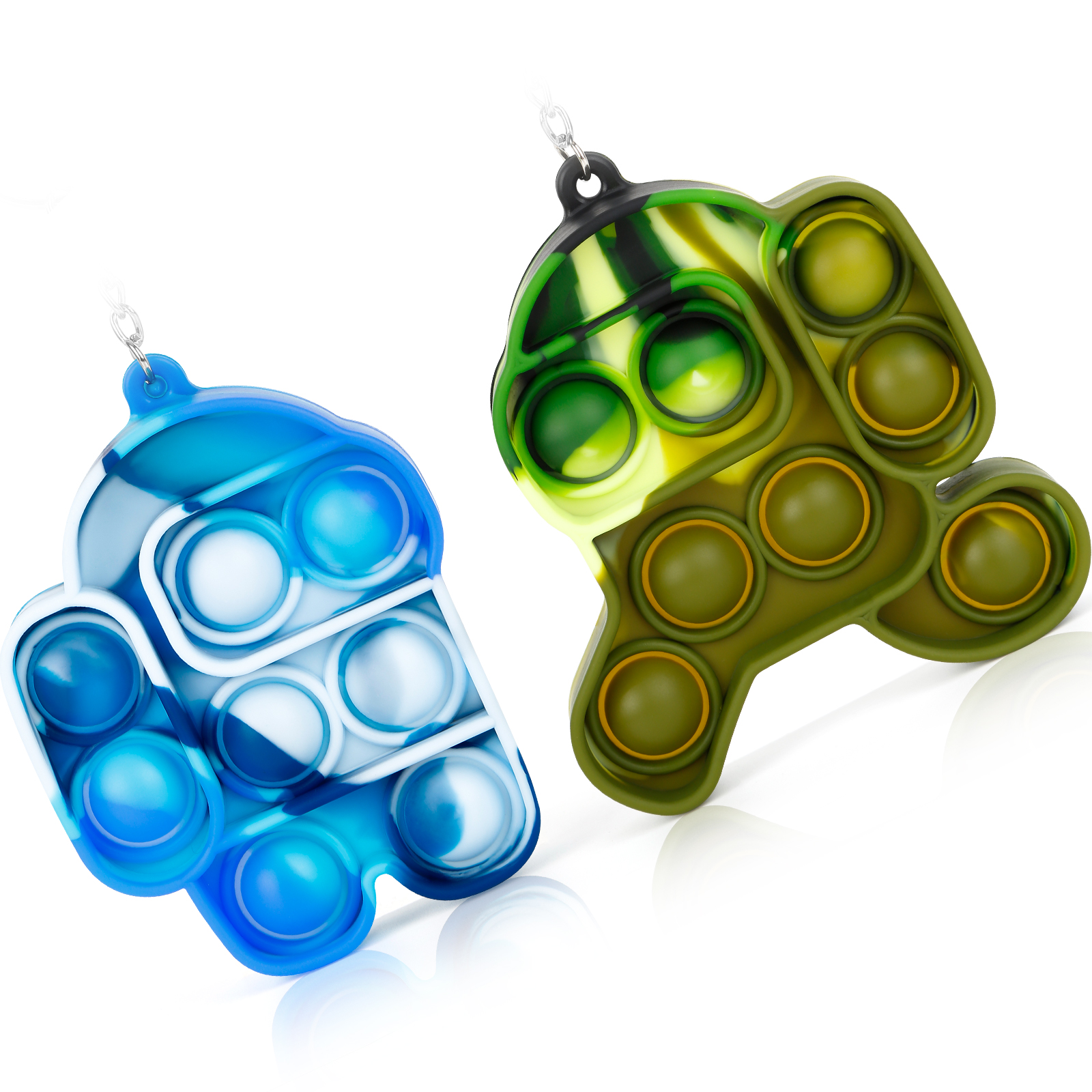 ITechjoy Pop on It Fidget Toys, Mini Among in Us Push Pop Bubble Simple Dimple fidget popper, Tie-dye Stress Relieve Keychain Squeeze Sensory Fidget Toy for Adults and Kids Autism Family School Office - Image 12