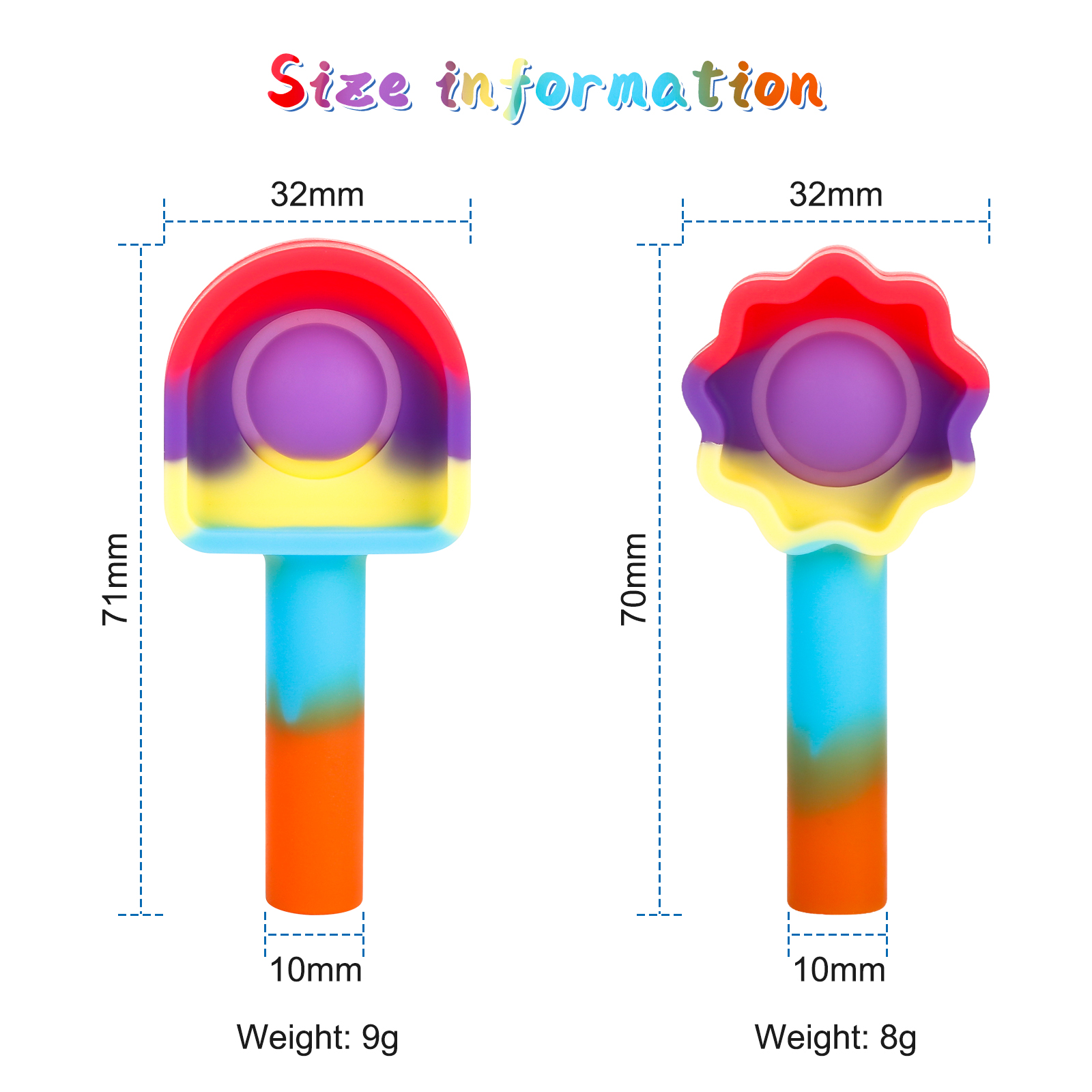 ITechjoy Fidget Pop Its Rainbow Pen Cap Toys 2 Pack, Push Pop Pop Bubble Sensory Fidget Toy to Relieve stress, Squeeze Fidgets Popper for Adults and Kids Home Office School, Autism ADHD Special Needs - Image 8