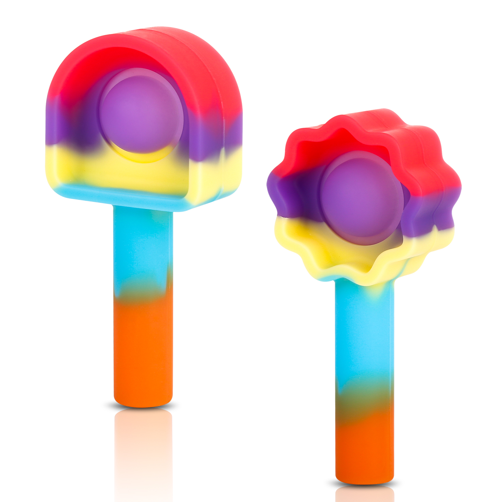 ITechjoy Fidget Pop Its Rainbow Pen Cap Toys 2 Pack, Push Pop Pop Bubble Sensory Fidget Toy to Relieve stress, Squeeze Fidgets Popper for Adults and Kids Home Office School, Autism ADHD Special Needs