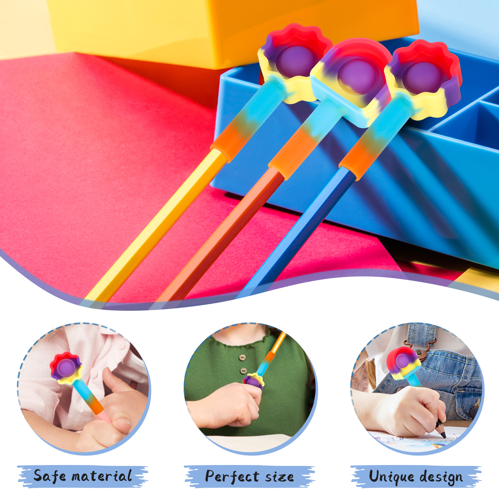 ITechjoy Fidget Pop Its Rainbow Pen Cap Toys 2 Pack, Push Pop Pop Bubble Sensory Fidget Toy to Relieve stress, Squeeze Fidgets Popper for Adults and Kids Home Office School, Autism ADHD Special Needs - Image 5