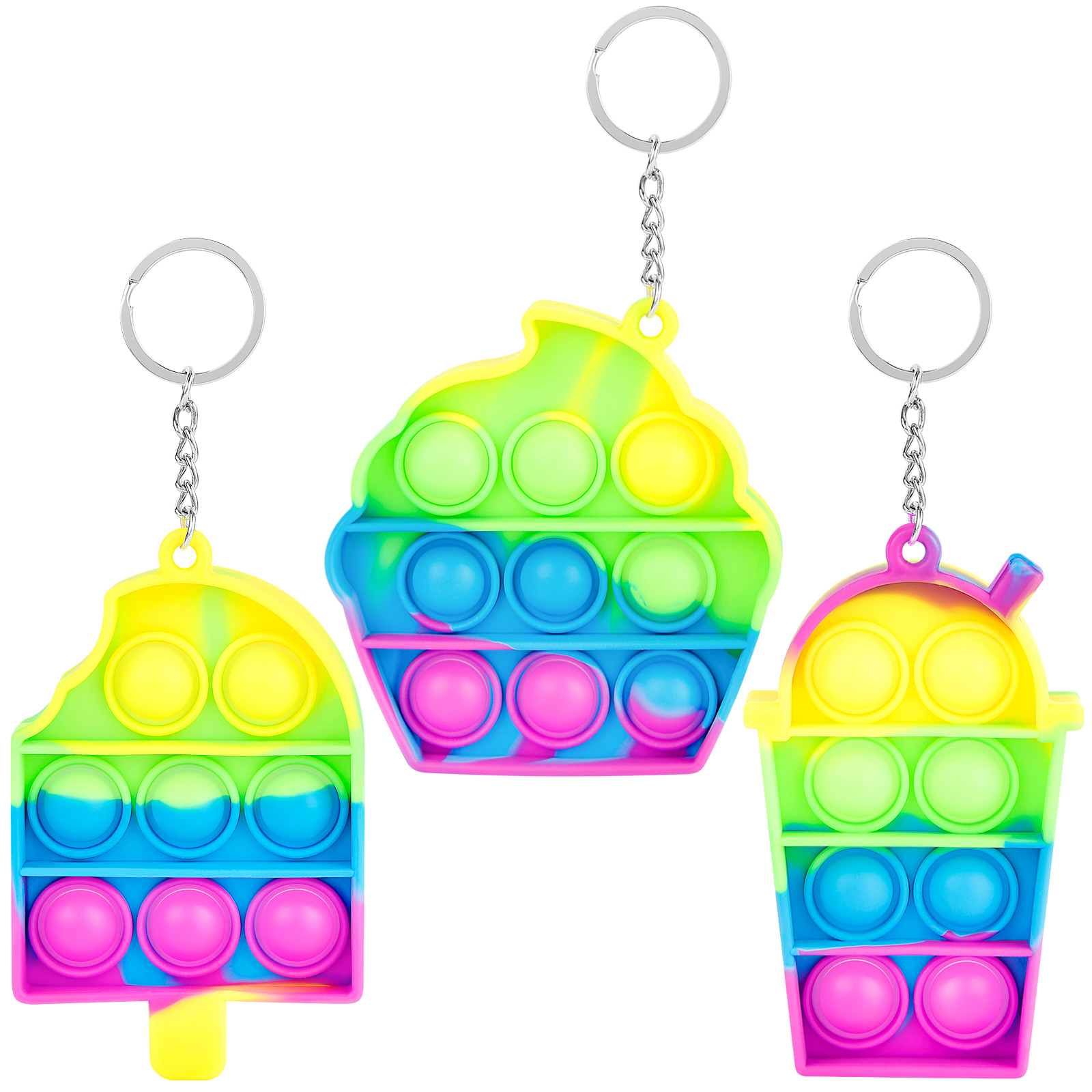 Mini Push Pop Bubble Fidget Sensory Toy,Mini Fidget Pop Toys Keychain,Adult Child Funny Anti-Stress Fidget