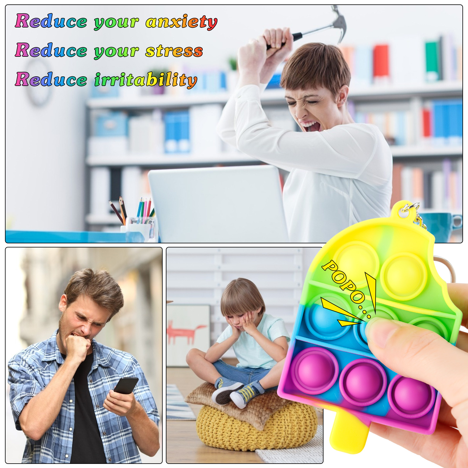 Mini Push Pop Bubble Fidget Sensory Toy,Mini Fidget Pop Toys Keychain,Adult Child Funny Anti-Stress Fidget - Image 6