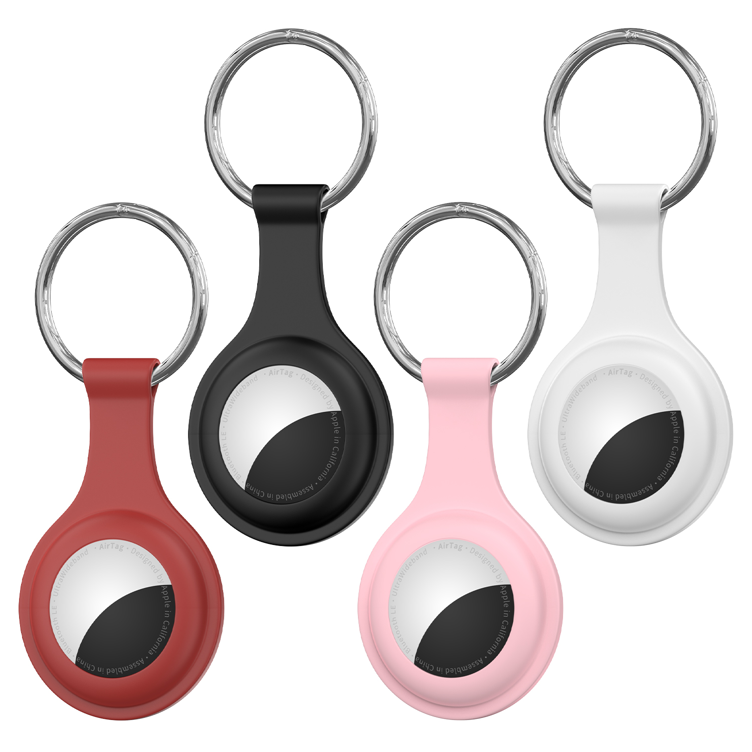 AirTag Case - Apple Air-tag Keychain,Case Protective Sleeve Cover,Keychain Holder for AirTags Tracker,Scratchproof Waterproof Soft Silicone (Four Colors, 4 Pcs)