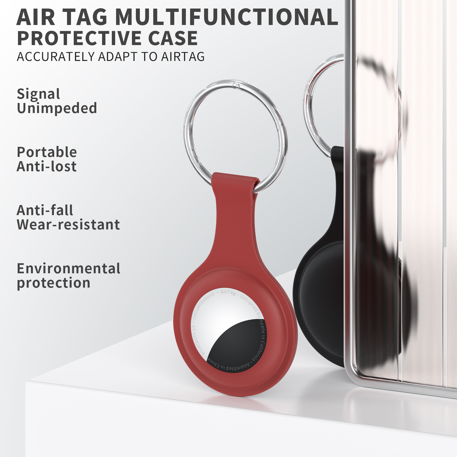 AirTag Case - Apple Air-tag Keychain,Case Protective Sleeve Cover,Keychain Holder for AirTags Tracker,Scratchproof Waterproof Soft Silicone (Four Colors, 4 Pcs) - Image 5
