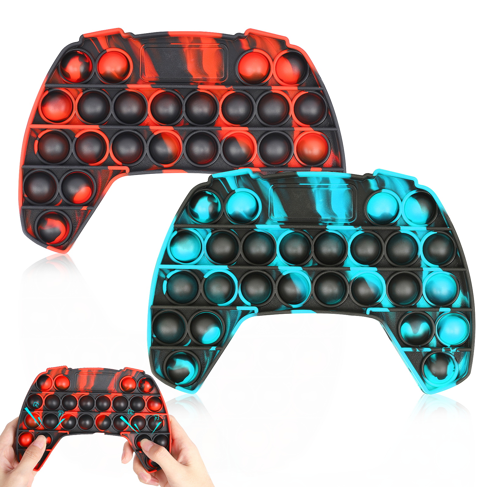Push Pop Bubble Sensory Fidget Toy, Stress Reliever and Anti-Anxiety Game Controller Shape Pop on it Toys, Squeeze Sensory Toy for Kids and Adults ADHD Autism Special Needs