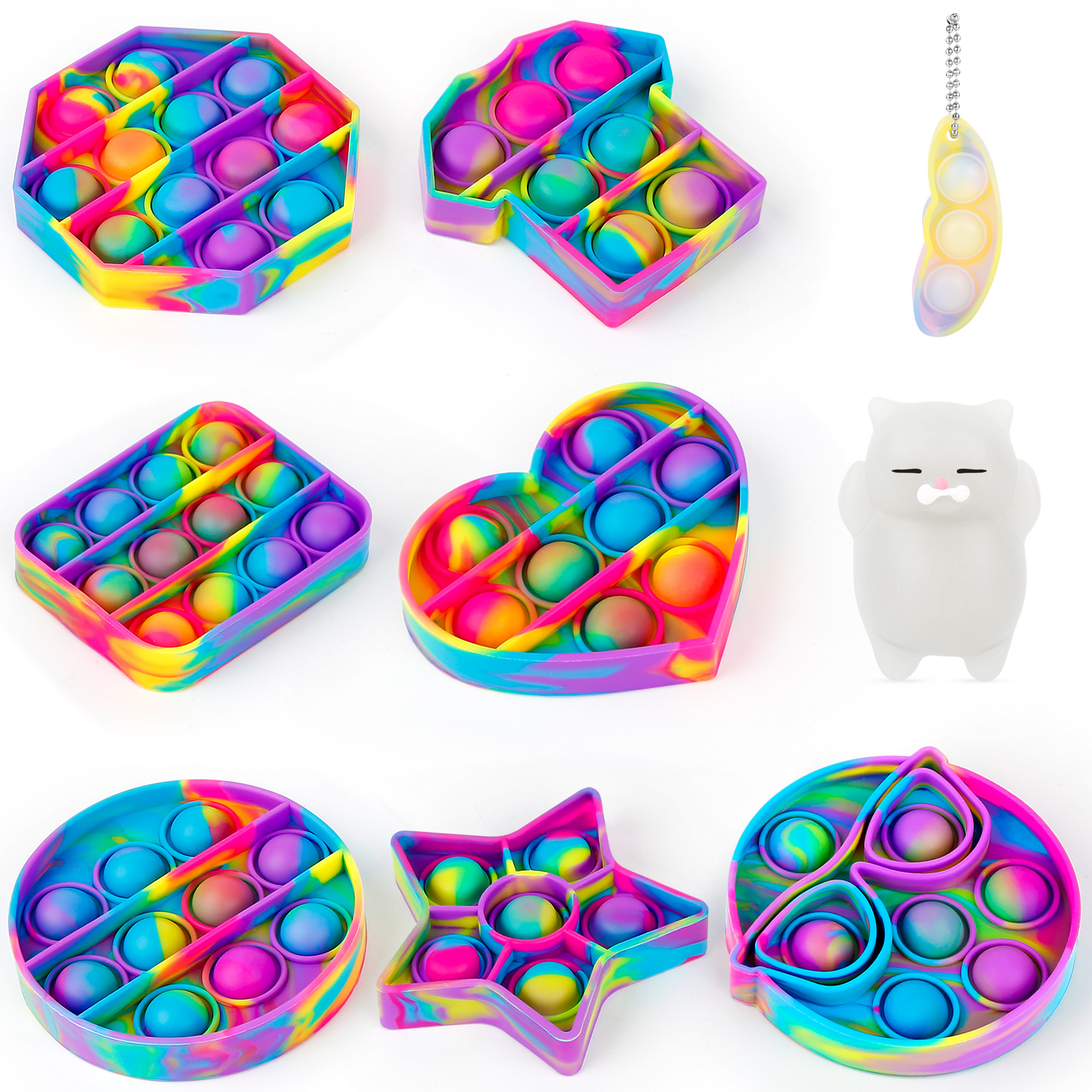 Mini Simple Fidget Toy, Colorful Push Bubble Stress Relief Toys,Anxiety Stress Reliever Office Desk Toy for Kids Adults Autism Educational Toy