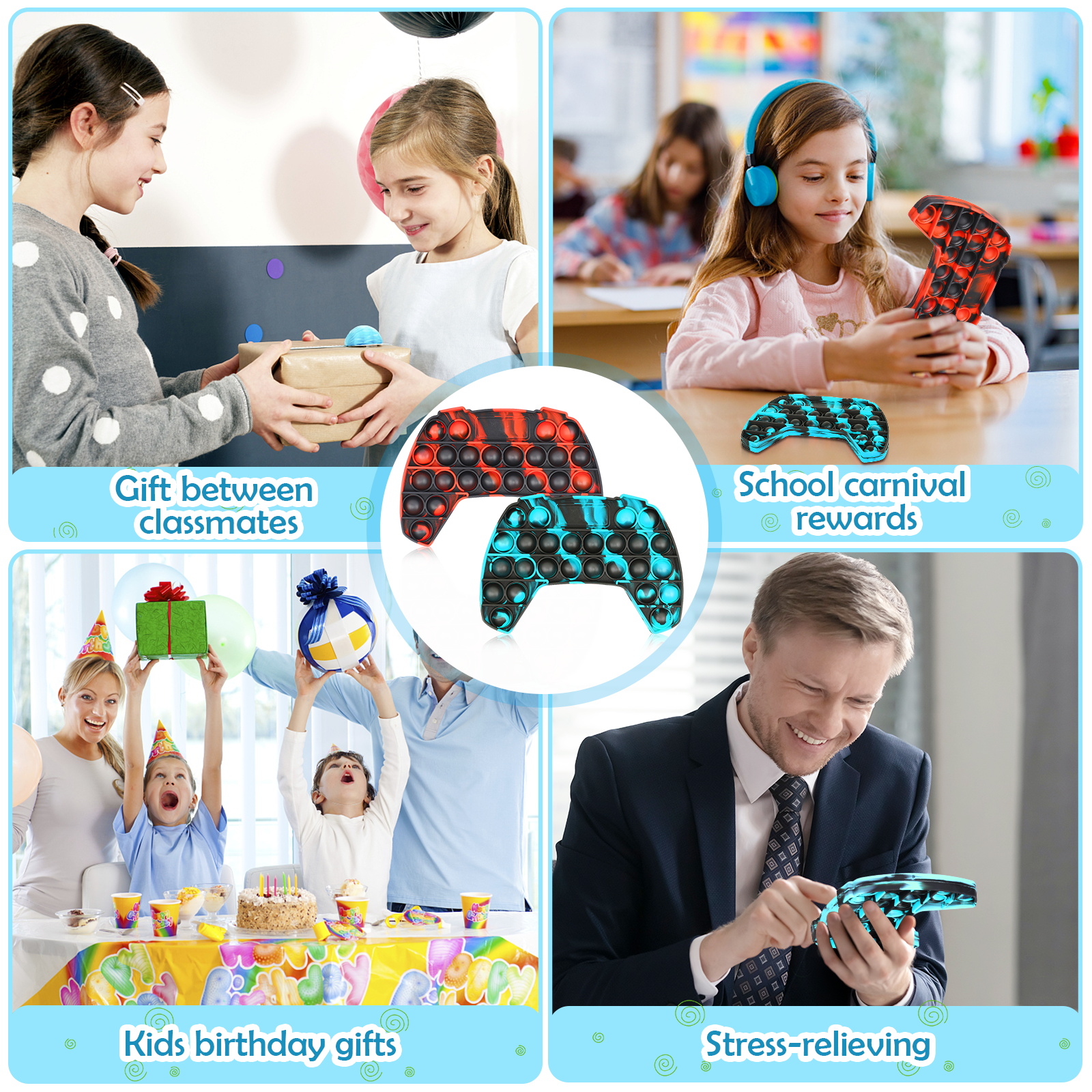 Push Pop Bubble Sensory Fidget Toy, Stress Reliever and Anti-Anxiety Game Controller Shape Pop on it Toys, Squeeze Sensory Toy for Kids and Adults ADHD Autism Special Needs - Image 6