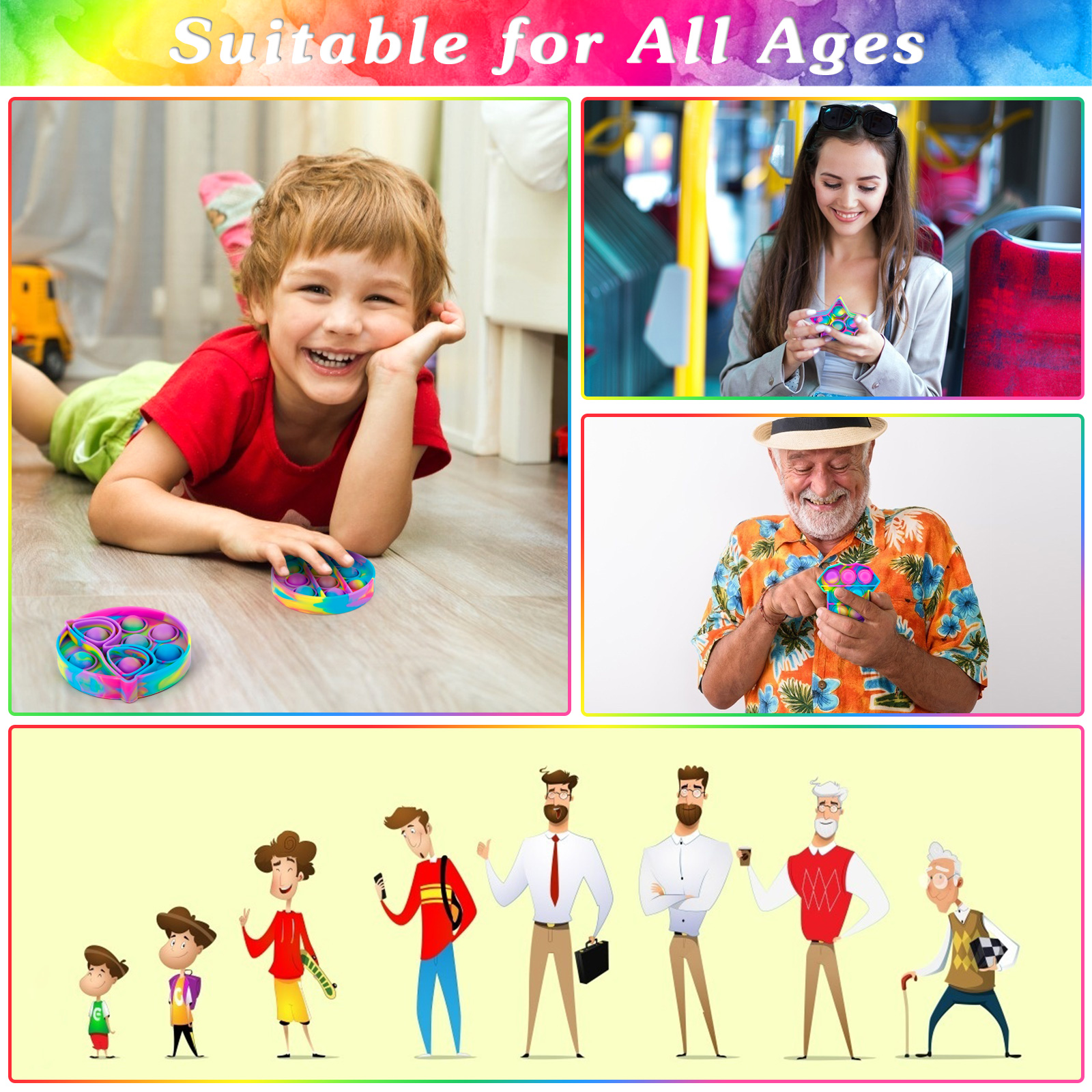 Mini Simple Fidget Toy, Colorful Push Bubble Stress Relief Toys,Anxiety Stress Reliever Office Desk Toy for Kids Adults Autism Educational Toy - Image 3