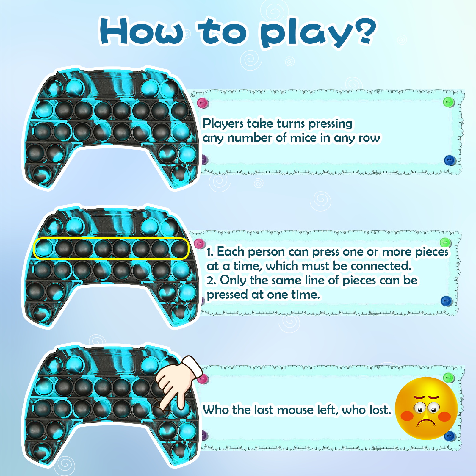 Push Pop Bubble Sensory Fidget Toy, Stress Reliever and Anti-Anxiety Game Controller Shape Pop on it Toys, Squeeze Sensory Toy for Kids and Adults ADHD Autism Special Needs - Image 8