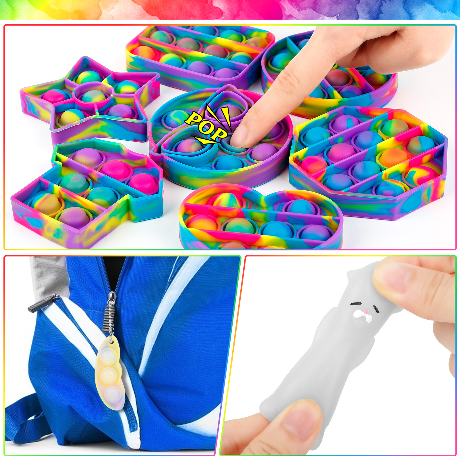 Mini Simple Fidget Toy, Colorful Push Bubble Stress Relief Toys,Anxiety Stress Reliever Office Desk Toy for Kids Adults Autism Educational Toy - Image 6
