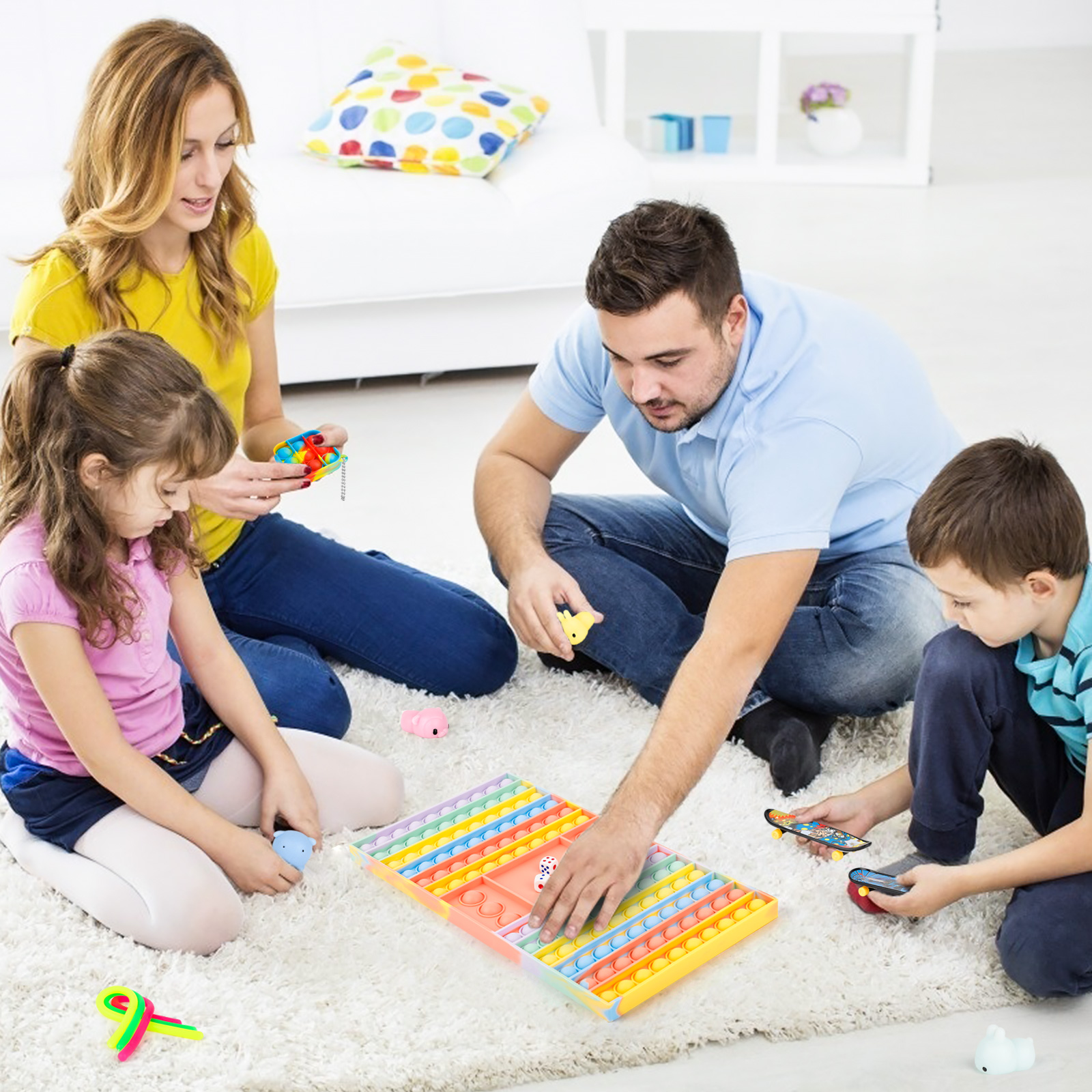 iTechjoy 19 PCS Big Pop Game Fidget Toy,Rainbow Anti-Anxiety Chess Board Push Bubble Popper Stress Relief Fidget Toys Pack, Relieve Anxiety and Stress for Kids Adults - Image 3