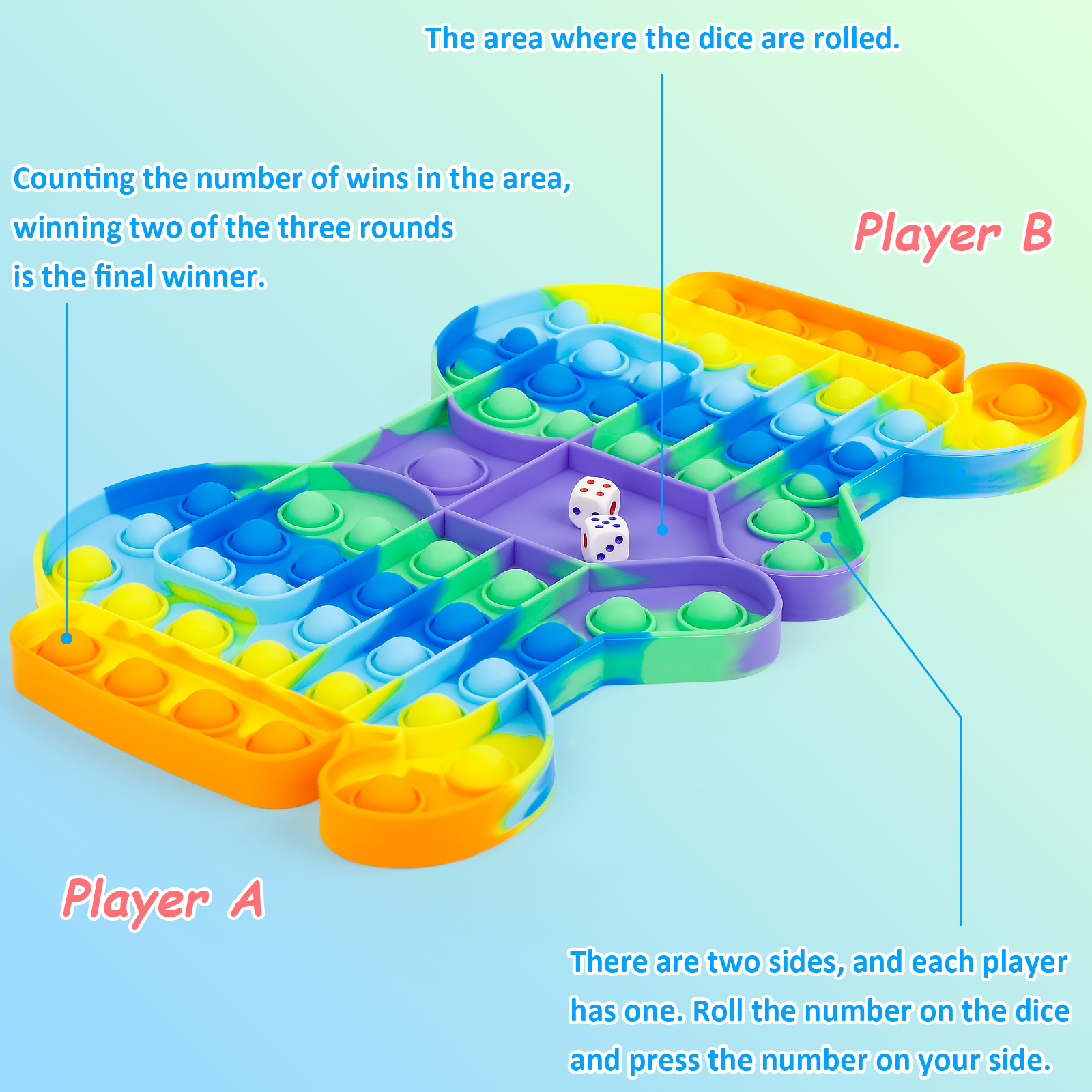 iTechjoy 19 PCS Big Pop Game Fidget Toy,Rainbow Anti-Anxiety Chess Board Push Bubble Popper Stress Relief Fidget Toys Pack, Relieve Anxiety and Stress for Kids Adults - Image 6