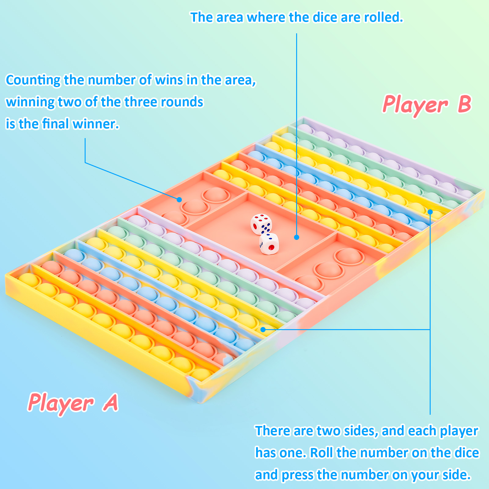 iTechjoy 19 PCS Big Pop Game Fidget Toy,Rainbow Anti-Anxiety Chess Board Push Bubble Popper Stress Relief Fidget Toys Pack, Relieve Anxiety and Stress for Kids Adults - Image 6
