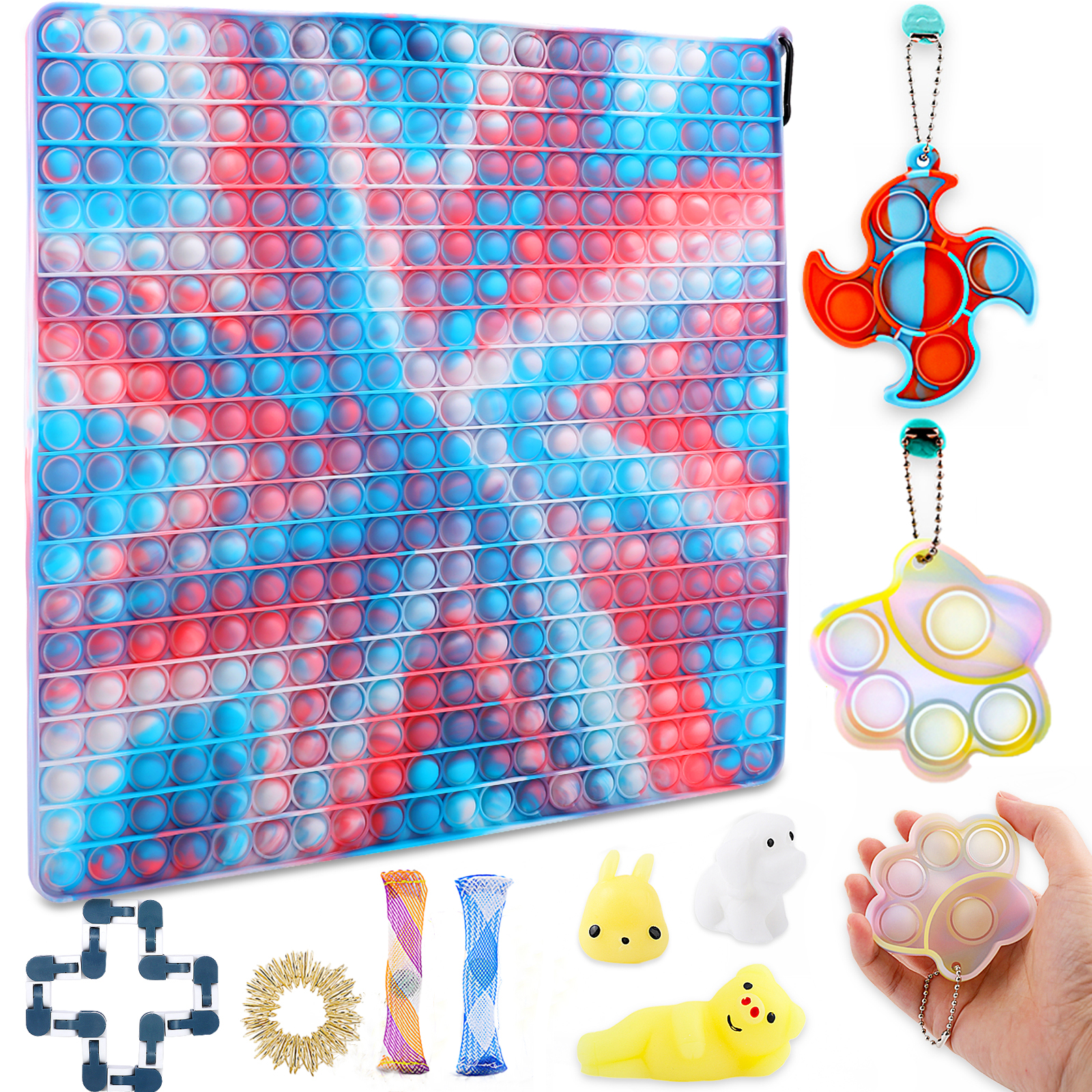 400 Bubbles Big Size Push Bubble Sensory Fidget Pop Giant Toy Packs, Fidget Toys Set, Jumbo Huge Pop on it Toy for Adults Kids Autism and Anxiety Relief Squeeze Toys 16 inch Gigantic popitz Oversized